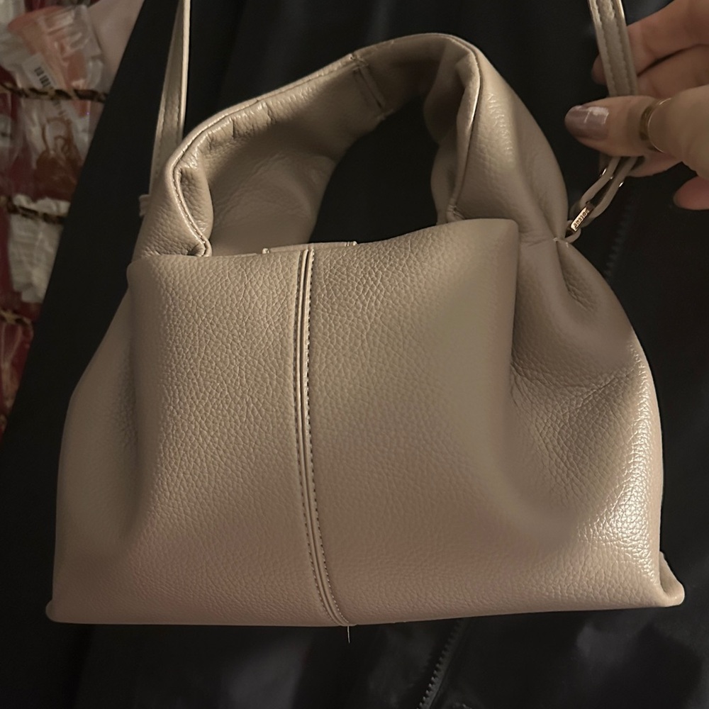 Polene Elegant Beige Leather Handbag